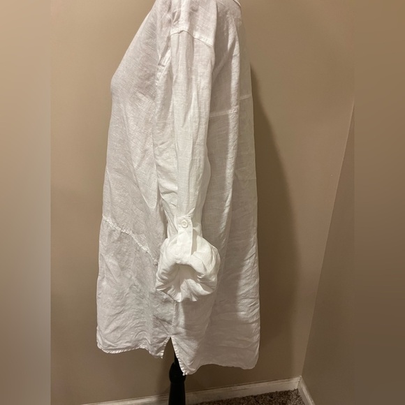 Eileen Fisher Elegant White Irish Linen Button-Up Women's Tunic, size XL - Picture 3 of 9